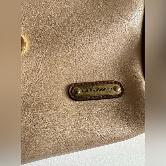 Vintage 90s Liz Claiborne Saddle Bag Crossbody Beige & Brown Equestrian - Picture 4 of 8